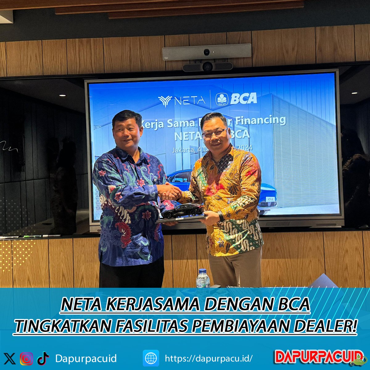 Dapurpacu_id's tweet image. PT Neta Auto Indonesia (NETA), menjalin kemitraan dengan PT Bank Central Asia Tbk (BCA) untuk menyediakan fasilitas pembiayaan dealer serta platform pembiayaan bagi NETA Indonesia.

#netaindonesia #netaauto