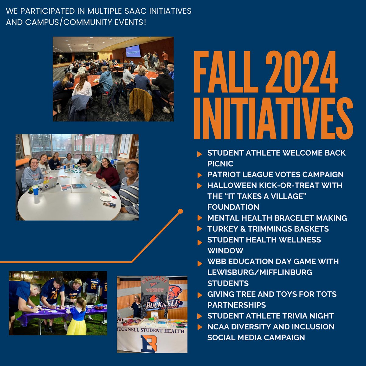 BucknellSaac's tweet photo. SAAC Semester Impact Report Pt. 1 🦬 https://t.co/RSAZ2Kf1n3