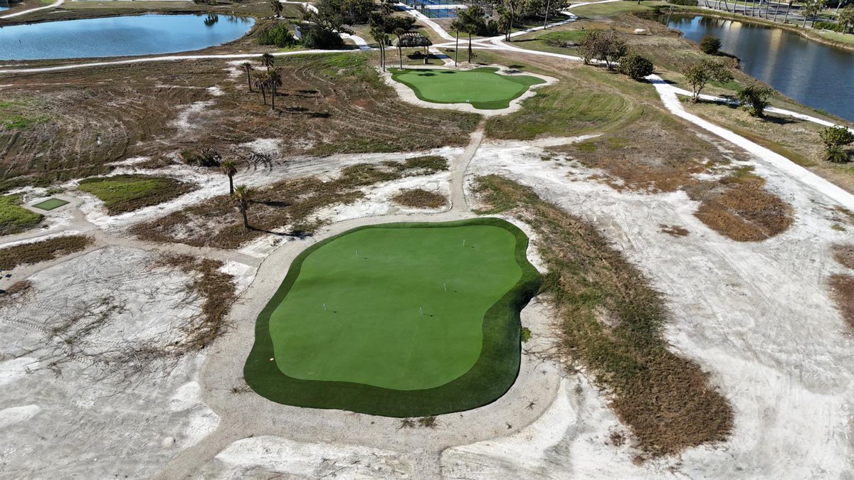cmgolfdesign's tweet image. We were certain we were going to lose these two greens during the last two hurricanes. Both greens went under water around 3-4 ft during the storm surge. After a little brushing and touch up they are good as new.
#golfdesign #golfarchitecture #practicefacility #syntheticturf