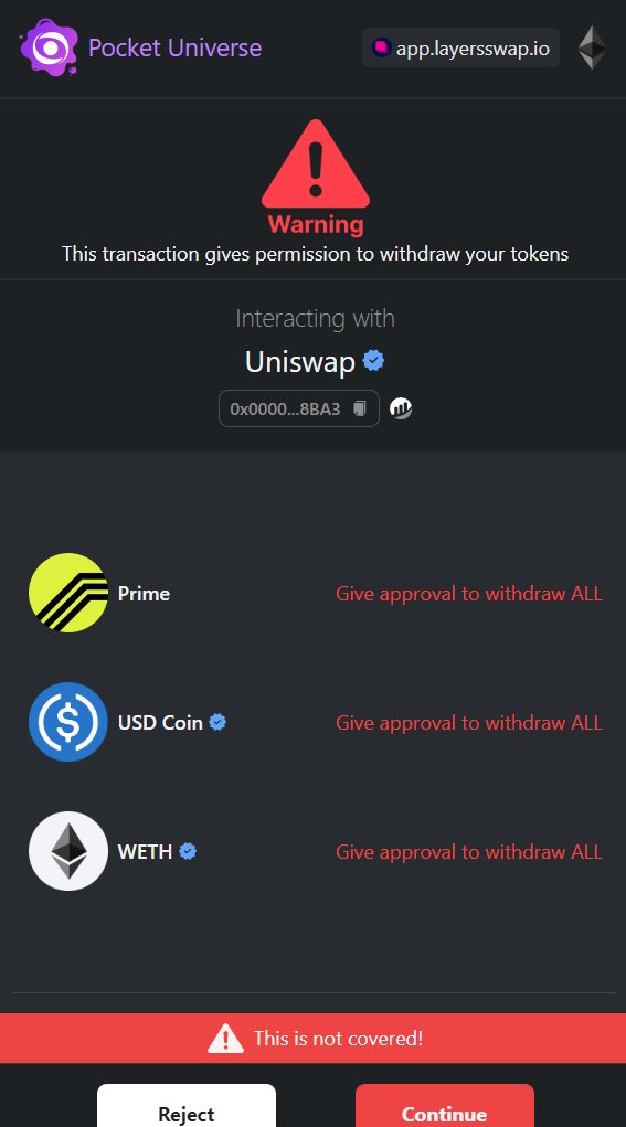 I've used crypto for years but nearly fell for a scam [in pic] b/c it's a top result in a <a href="/DuckDuckGo/">DuckDuckGo</a> search...SURPRISING AS HELL. ➕ the site's still up there.[app_layerSswap_io]

Luckily, the <a href="/PocketUniverseZ/">Pocket Universe 🟣</a> browser extension warned me, and I kept my crypto assets.

Thank you!