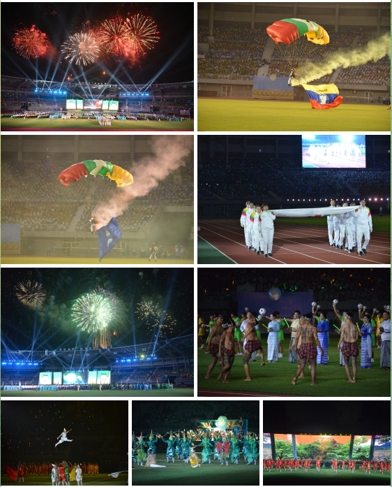 BaHmann2000's tweet photo. 5th National Sports Festival 2024 opens; Chairman of State Administration Council Prime Minister Senior General Min Aung Hlaing addresses inauguration ceremony
#WhatsHappeninglnMyanmar #NationalSportsFestival
@BaHmann2000 https://t.co/W5IHAkDNNs