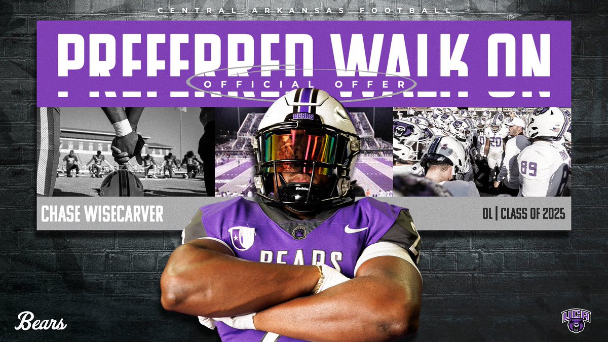 Chase Wisecarver (@chasewisecar77) on Twitter photo Thank you <a href="/CoachGBoykin/">Gunnar Boykin - UCA</a> and @Camraggio for the call. Proud to have received a PWO offer <a href="/UCA_Football/">𝗨𝗖𝗔 𝗕𝗘𝗔𝗥𝗦 𝗙𝗢𝗢𝗧𝗕𝗔𝗟𝗟</a>!!! <a href="/PrepRedzoneMO/">Prep Redzone Missouri</a> <a href="/JPRockMO/">JP Rock</a> <a href="/elitefootball/">EliteFootballAcademy</a> <a href="/6starfootballMO/">Six Star Football | MISSOURI</a> <a href="/SADER_FOOTBALL/">Helias Football</a>. Thank you <a href="/CoachGBoykin/">Gunnar Boykin - UCA</a> and @Camraggio for the call. Proud to have received a PWO offer <a href="/UCA_Football/">𝗨𝗖𝗔 𝗕𝗘𝗔𝗥𝗦 𝗙𝗢𝗢𝗧𝗕𝗔𝗟𝗟</a>!!! <a href="/PrepRedzoneMO/">Prep Redzone Missouri</a> <a href="/JPRockMO/">JP Rock</a> <a href="/elitefootball/">EliteFootballAcademy</a> <a href="/6starfootballMO/">Six Star Football | MISSOURI</a> <a href="/SADER_FOOTBALL/">Helias Football</a>.