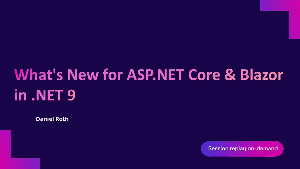 dotnet's tweet image. On today's #dotNETConf session replay, we get highlights about all the new features coming to #ASPNET Core and Blazor for web developers in .NET 9. 🎥 msft.it/6018o8UQm