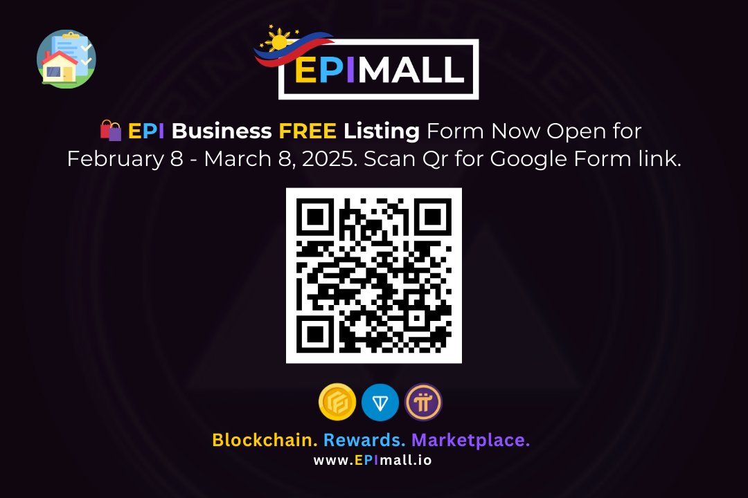 EPIrewards's tweet photo. 🛍️👕🪙 EPI Business FREE Listing Form for February 8 - March 8, 2025 Catalogue.
📋 https://t.co/XjA4xAGQIB
===
📢Join TeamFCR Community Telegram:
https://t.co/0ZFvIXIsjk
===
#PiNetwork #GoldenTicket #FCRcoin #TPGecosystem #EPImall #GCV #FCR #TeamFCR #TON #EPIlistingform https://t.co/OD4ffWamvF