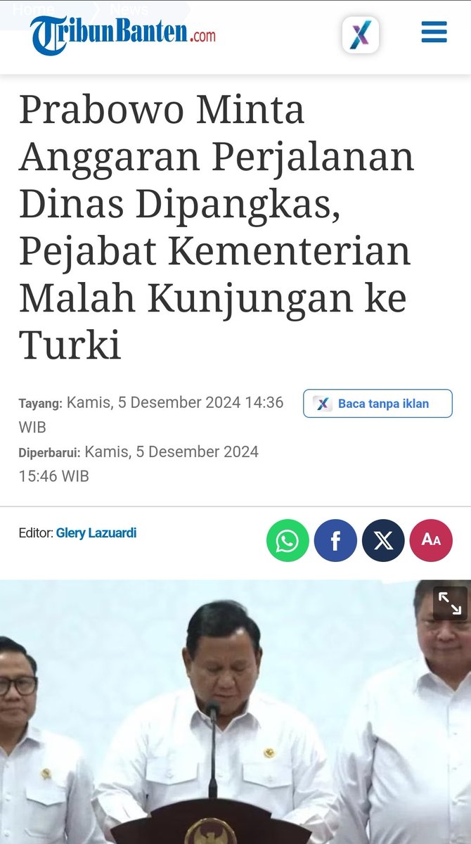 Prabowo Minta Anggaran Perjalanan Dinas Dipangkas, Pejabat Kementerian Malah Kunjungan ke Turki

Ada apa dengan pejabat negara kita yang seperti tidak pedulikan arahan seorang presiden?!

A tread

=========
Struick Towel King Indo Mulyono Wattpad Yuki Finlandia Israel UNIQLO