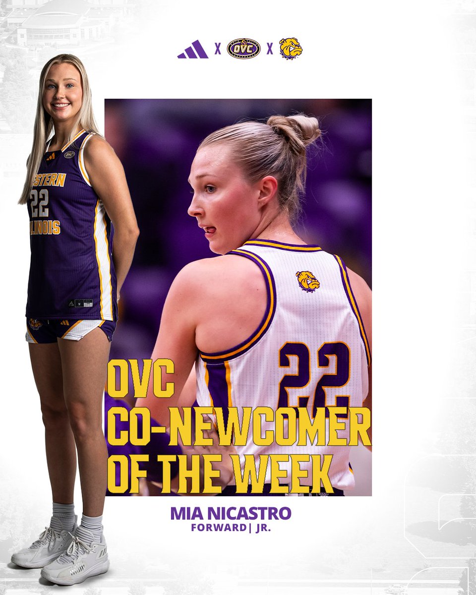 Mia Nicastro collects her third OVC Newcomer of the Week award with her double-double against Cincinnati on Friday 💪

#GoNecks | #OneGoal | #OVCit