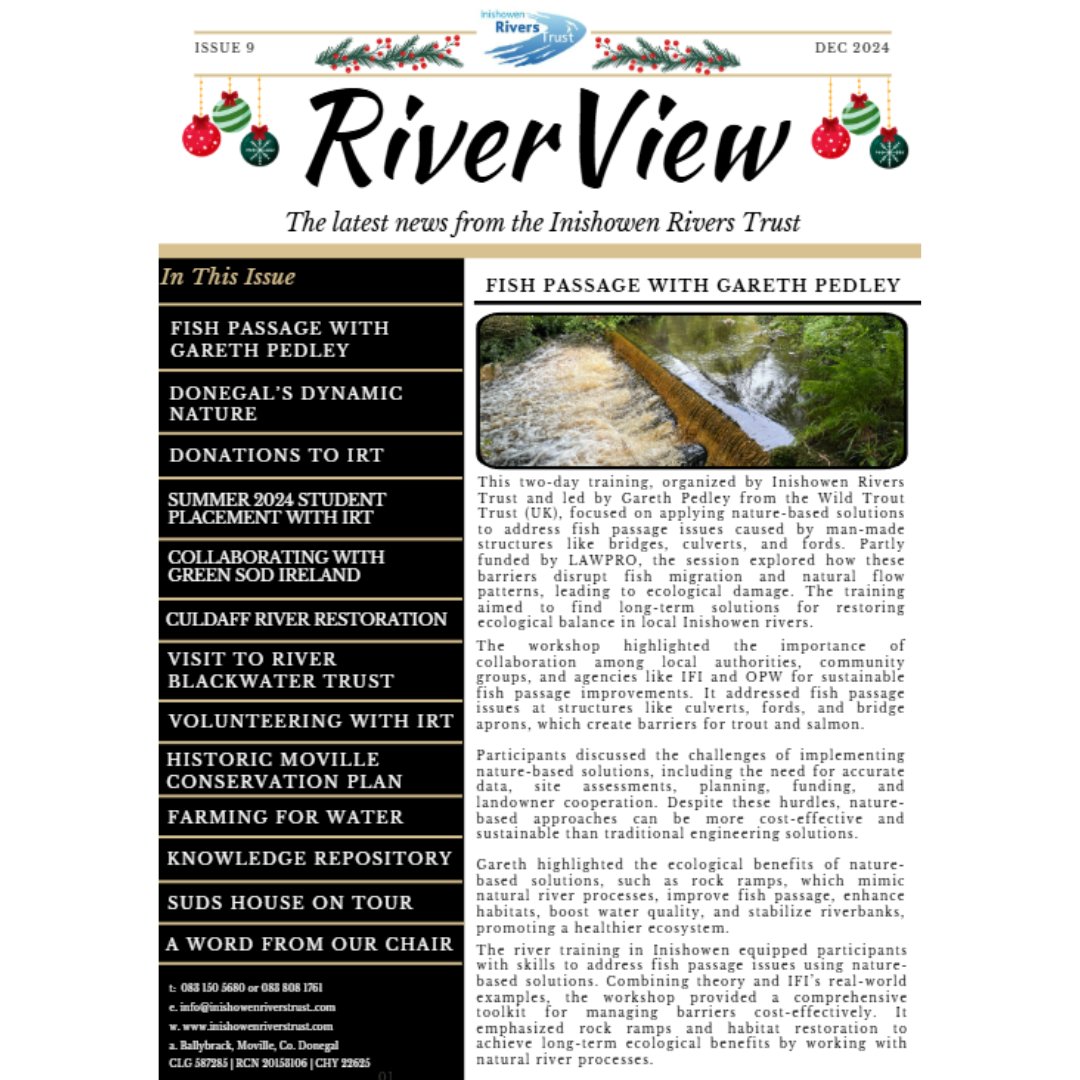 Check out Issue 9 of our River View Newsletter. Now available on our Knowledge Repository inishowenriverstrust.com/resources
