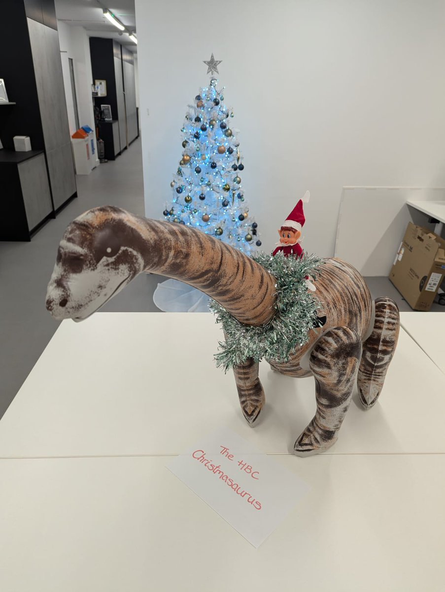 The Christmasaurus came to HQ last night! And who was there to greet it? None other than Elvis the Inspector Elf. Where are they off to? Off to spread festive cheer and check for perfect Christmas compliance across the land, of course! ✅

#Christmasaurus #TomFletcher #Elf