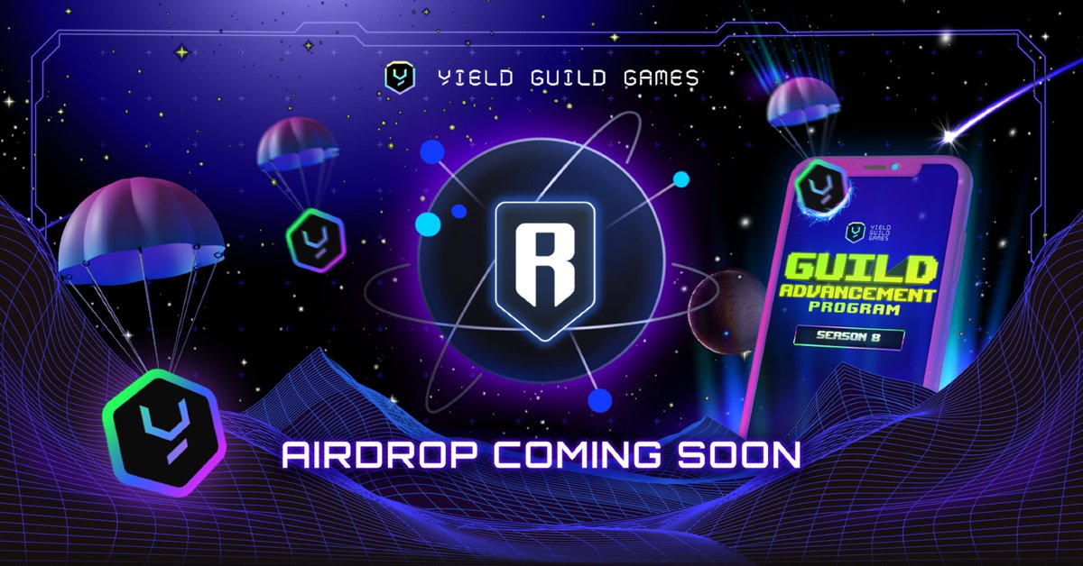 YieldGuild's tweet photo. 🎉 COMING SOON: Exciting Airdrop Alert! 🚀

Attention YGG Fam! We're rewarding our most dedicated Season 8 Questers with an exclusive Airdrop campaign on @Ronin_Network!

If you completed at least one quest during Season 8, get ready to claim your $YGG tokens! 🏆💰

Complete as many Quests as possible in GAP Season 8 and maximize your gains when you still can!
https://t.co/NNz5YH8UJy

Stay tuned for the Airdrop launch announcement!

#GAPS8 #TogetherWePlay #YGG #Airdrop #Ronin