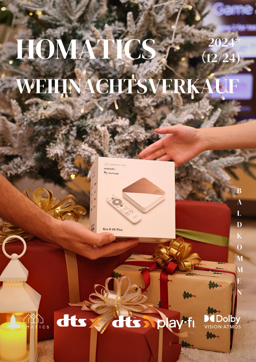 HomaticsDE's tweet photo. 🎄 Haben Sie die Black Friday Verkäufe verpasst? Dieses Weihnachten lassen Sie nicht wieder eine großartige Gelegenheit entgehen. 

❤️‍🔥 https://t.co/eeN5De6U8D

🚀🔊 #Homatics #MerryChristmas #ChristmasSale #Android14 #Netflix #Dolby #DolbyAtmos #DolbyVision #DTSX #DTSPlayFi #THX https://t.co/BwGa2Ydsgl