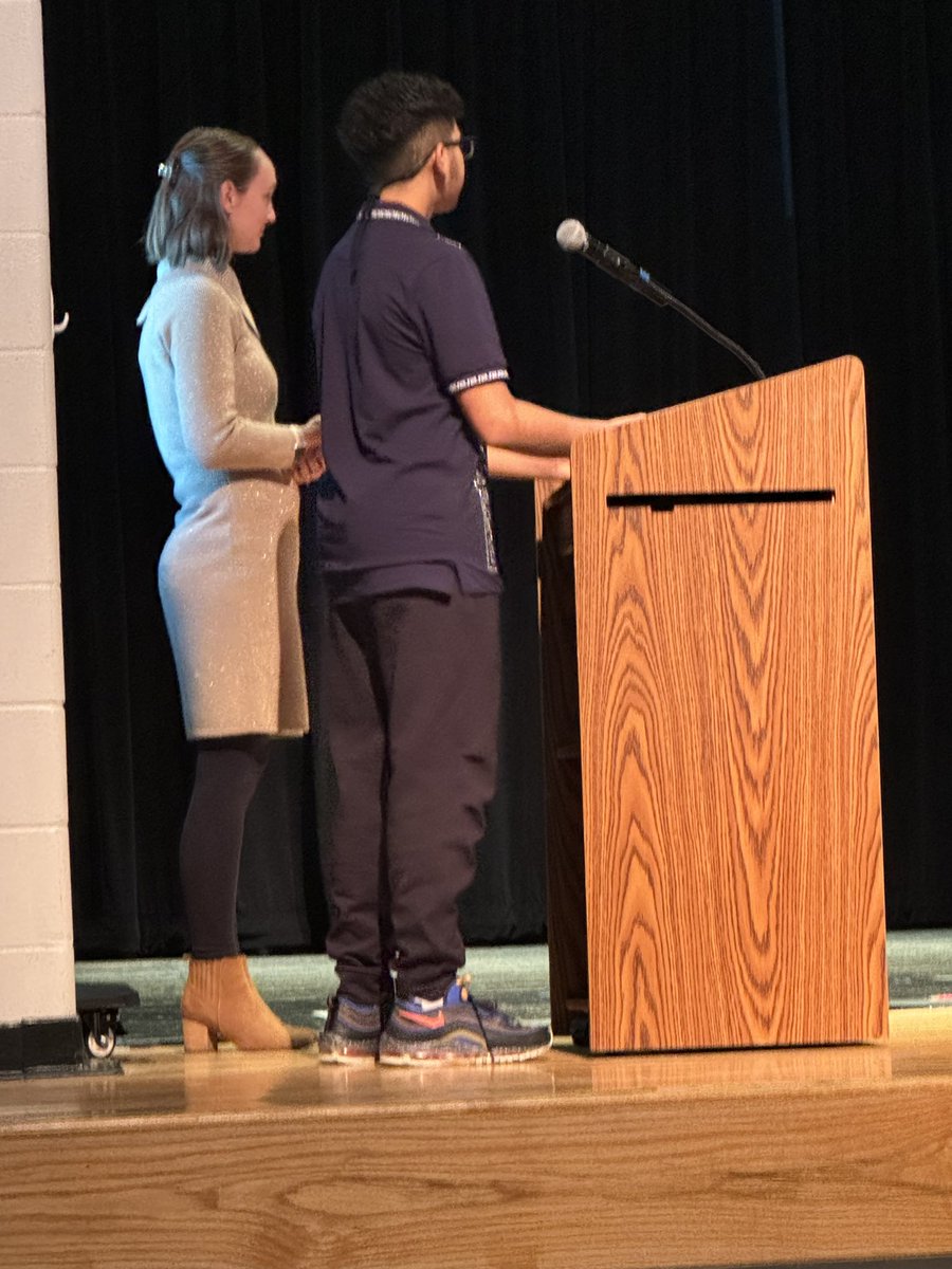 Super proud of Mahmoud and Mrs. Katie Bauer for representing Ridge at the Board meeting for the student spotlight. #strivetogether #WEaretogether