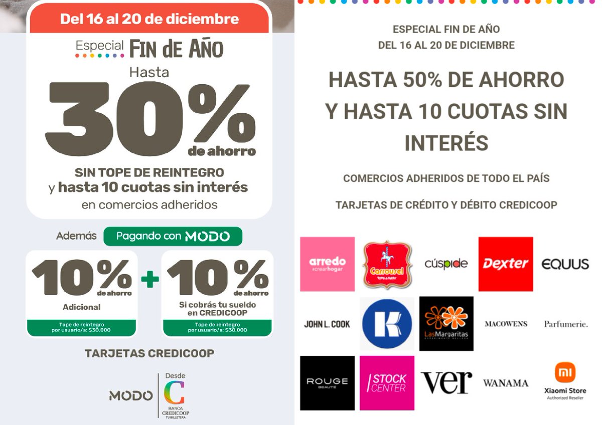 ahorrotwit's tweet photo. Hasta el 20 de diciembre con @MODO_Arg y tus tarjetas del #Credicoop tenés hasta un 50% y 10 cuotas sin interes en todos estos locales
#Ver #Dexter #Montagne #Equus #Wanama #Viamo #Devre #Paruolo #Skandinavian #Cachavacha #Carrousel #Educando #Kinderland #Citykids #Motorola y muchos más!

Ver más detalles:
👇👇👇
https://t.co/K5nS3Ios8a

Además, a partir del miércoles acumula con la promo de @MODO_Arg
De 10% extra en un montón de locales 
👇👇👇

https://t.co/Qh7JUvz0HN