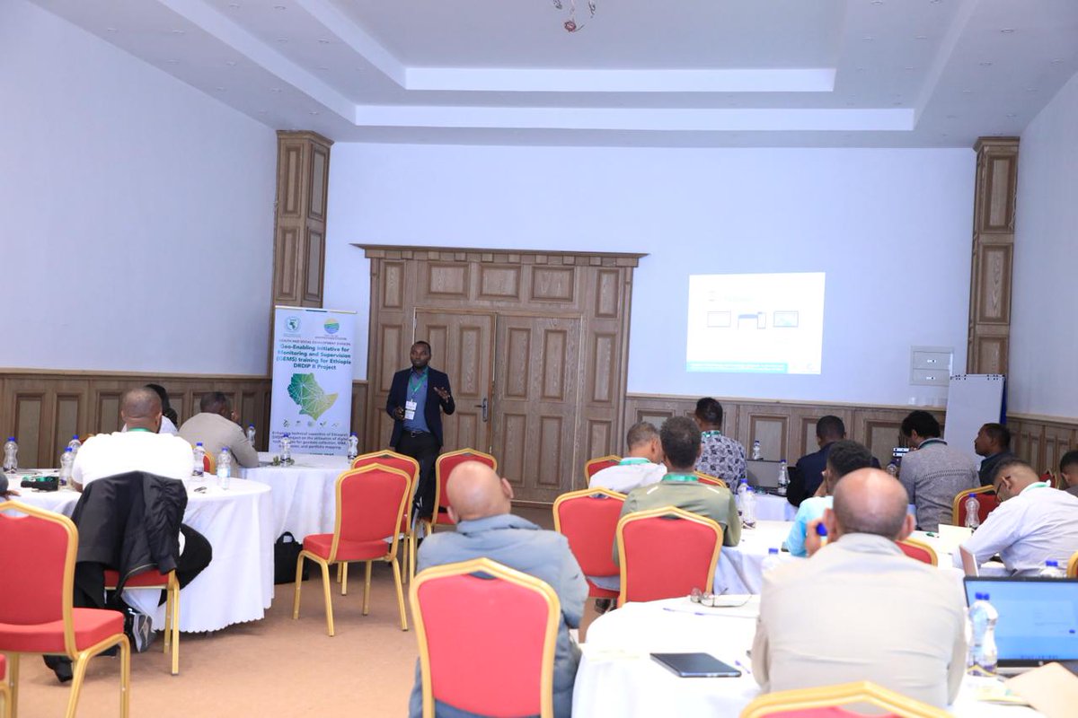 IGADHealthS's tweet photo. IGAD, in collaboration with the FDRE Ministry of Agriculture, is conducting Geo-Enabling initiative for Monitoring and Supervision (GEMS) training for Ethiopia's DRDIP II Project in Bishoftu, Ethiopia. The training, attended by M&E focal points from the six project areas, aims to strengthen the technical capacities of Ethiopia’s DRDIP II project on the utilization of digital technologies for geodata collection, M&E, remote supervision, and portfolio mapping. #DRDIPEthiopia #RPD_DRFD
