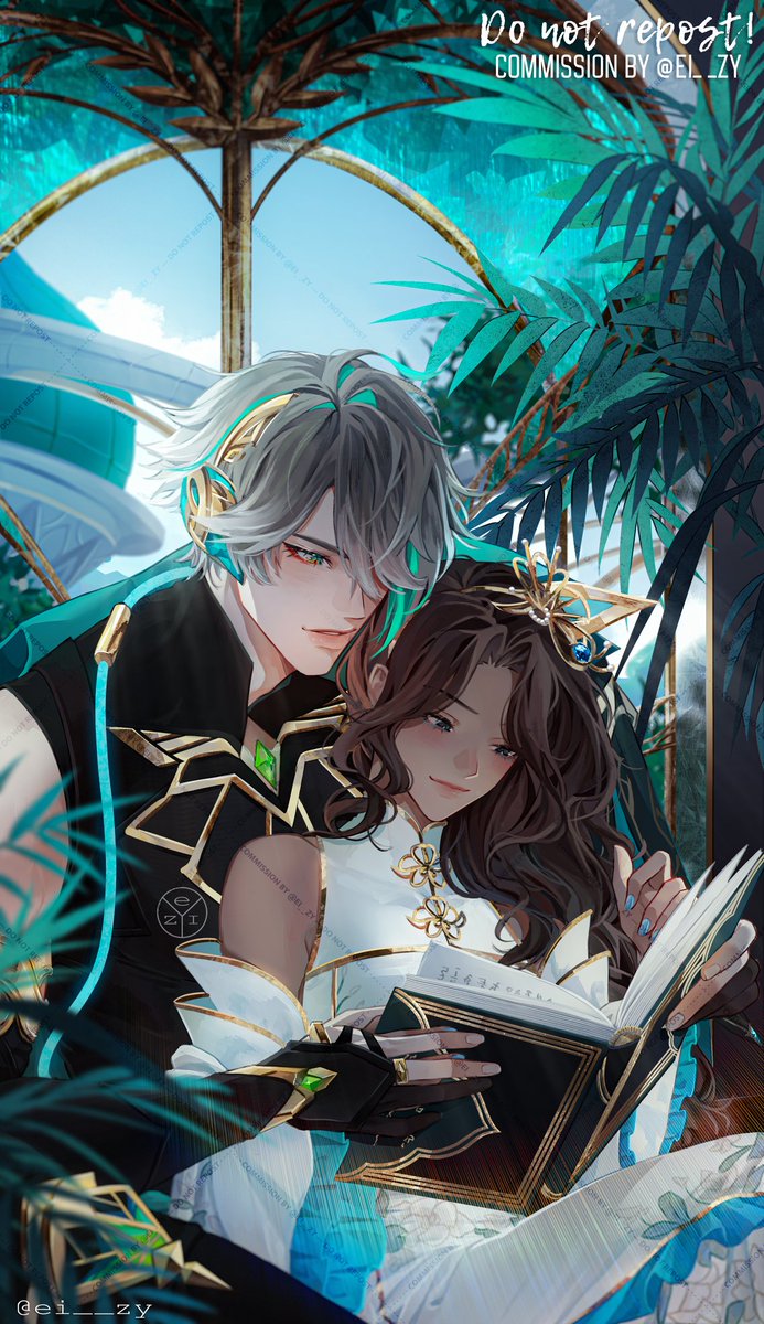 ei__zy's tweet image. Couple commission with #Alhaitham 💚💚💚