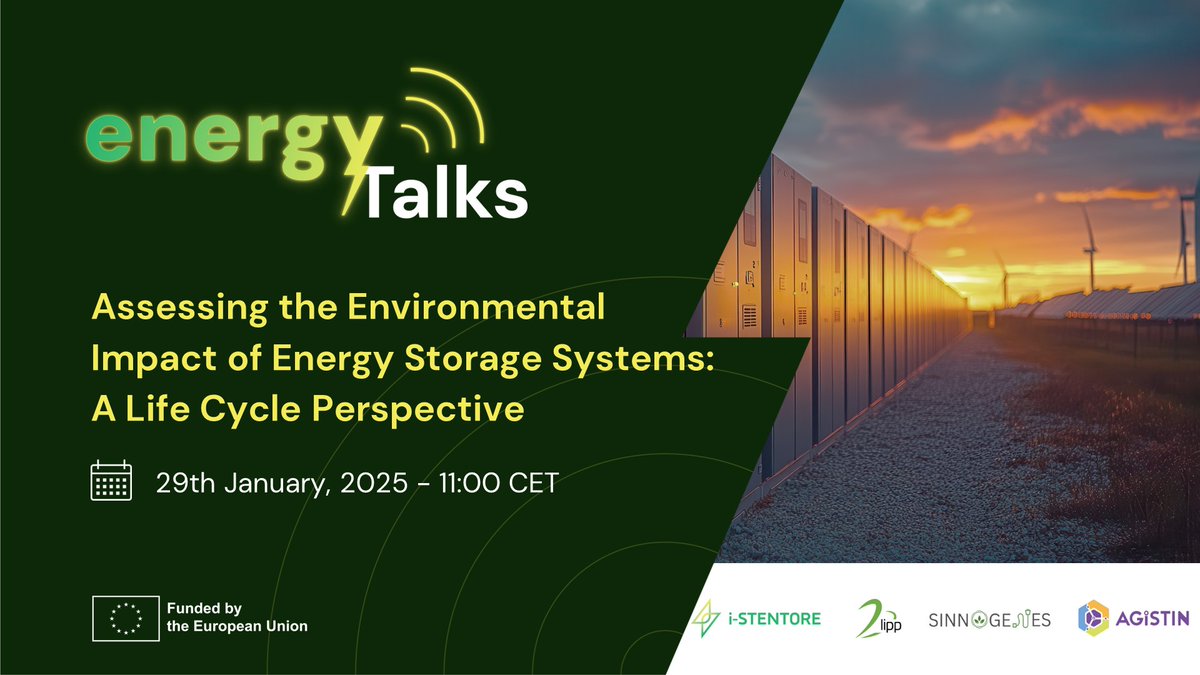 𝐎𝐮𝐫 #𝐄𝐧𝐞𝐫𝐠𝐲𝐓𝐚𝐥𝐤𝐬 𝐬𝐞𝐫𝐢𝐞𝐬 𝐚𝐫𝐞 𝐛𝐚𝐜𝐤! 
💻𝙰𝚜𝚜𝚎𝚜𝚜𝚒𝚗𝚐 𝚝𝚑𝚎 𝙴𝚗𝚟𝚒𝚛𝚘𝚗𝚖𝚎𝚗𝚝𝚊𝚕 𝙸𝚖𝚙𝚊𝚌𝚝 𝚘𝚏 #𝙴𝚗𝚎𝚛𝚐𝚢𝚂𝚝𝚘𝚛𝚊𝚐𝚎 𝚂𝚢𝚜𝚝𝚎𝚖𝚜: 𝙰 𝙻𝚒𝚏𝚎 𝙲𝚢𝚌𝚕𝚎 𝙿𝚎𝚛𝚜𝚙𝚎𝚌𝚝𝚒𝚟𝚎
📅29th January, 11:00 CET
🔗agistin.eu/assessing-the-…