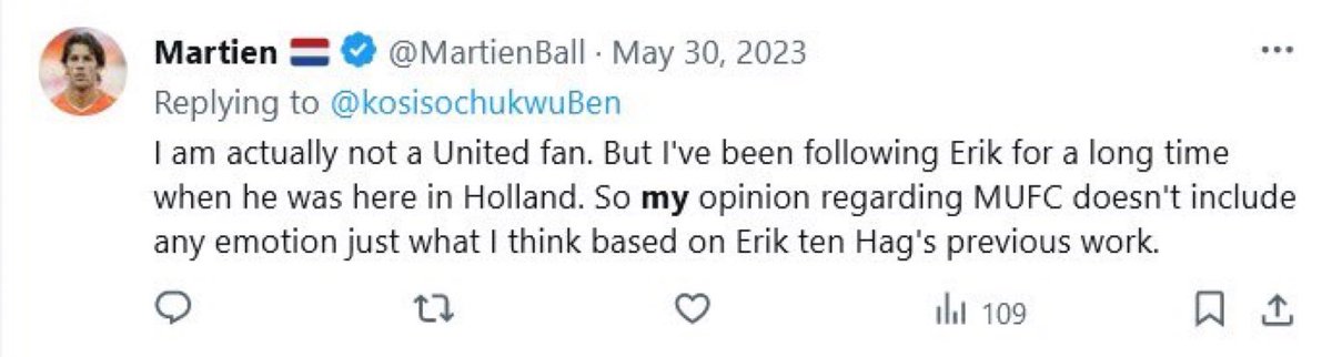 AdamJoseph's tweet photo. Martien admitted he wasn't a Manchester United fan. Deleting it doesn't mean he never said it, I'm afraid. Months later, he'd been a fan since 2002.

How does that work? It doesn't, @MartienBall makes up whatever he needs to. Whether it's pushing hate or agendas for interactions, he's just another grimy leech.

When we have discourse about player vs club, these are the accounts to worry about. Self interested little cretins.