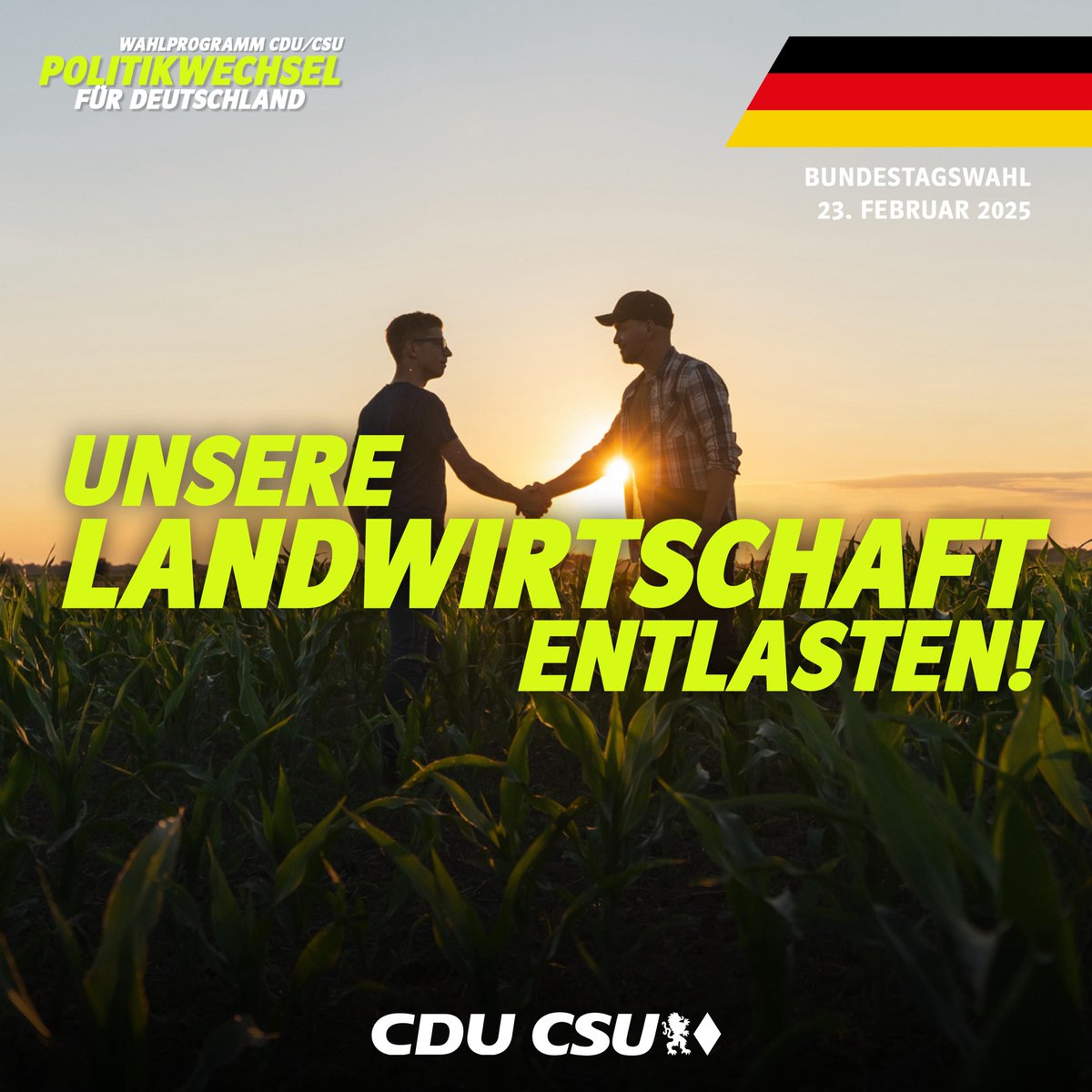 CSU's tweet photo. Politikwechsel für Deutschland - Wahlprogramm von CDU und CSU: https://t.co/dkPeHp5bWt

➡️ Die Ampel ist mit ihrem Cannabis-Gesetz gescheitert. Es begrenzt weder den Konsum, noch drängt es den Schwarzmarkt zurück. Stattdessen erleben wir brutale Bandenkriege. Die Legalisierung dieser Droge nehmen wir deshalb zurück. 

➡️ Wir stellen Überstundenzuschläge bei Vollzeitbeschäftigung steuerfrei. Wer freiwillig mehr arbeiten will, soll mehr Netto vom Brutto haben. 

➡️ Wir führen die Agrardieselrückvergütung wieder vollständig ein. Alternative Kraftstoffe wie Biokraftstoffe und synthetische Kraftstoffe in der Land- und Forstwirtschaft befreien wir von der Energiesteuer. 

➡️ Wir stärken die Bundeswehr und schätzen unsere Soldatinnen und Soldaten besonders wert. Auch setzen wir notwendige Reformen um. Unser Ziel ist es, dass die Bundeswehr einen zentralen Beitrag zur Abschreckungs- und Verteidigungsfähigkeit der NATO leistet und zu einem Vorbild im Kreis unserer Verbündeten wird.