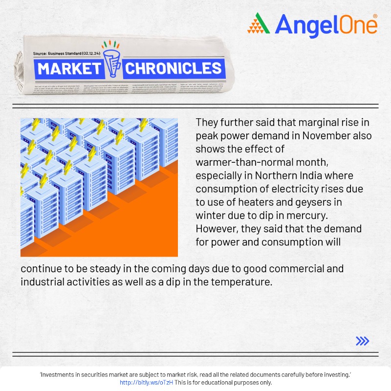 AngelOne's tweet photo. India's power consumption surged by 5% in November 2024!
Explore the key insights behind this growth, from record-breaking peak demands to how warmer weather shaped the numbers.
#AngelOne #PowerConsumption #MarketChronicles