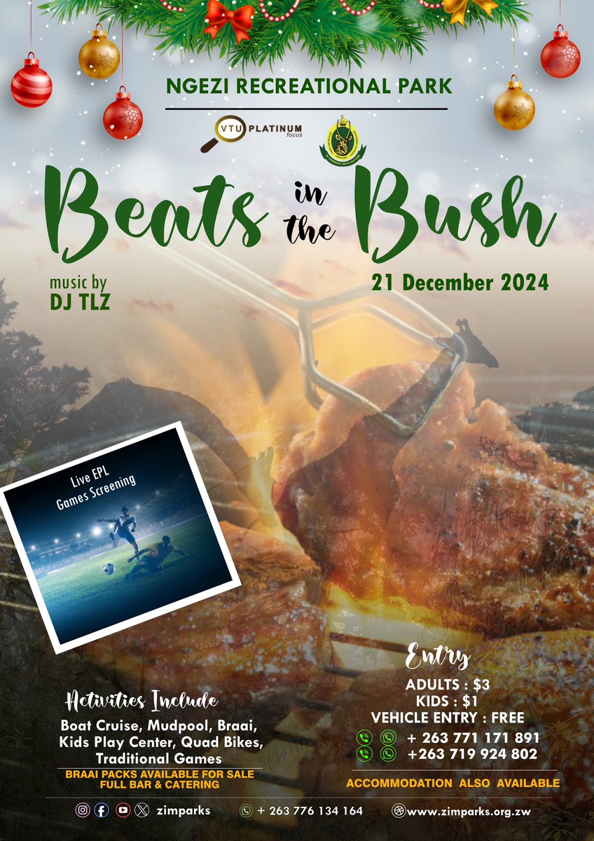 Zimparks's tweet photo. Beats in the Bush!!! It’s happening this Saturday at Ngezi Recreational Park. Come and let’s celebrate in style. https://t.co/lJ2qDxRdYU