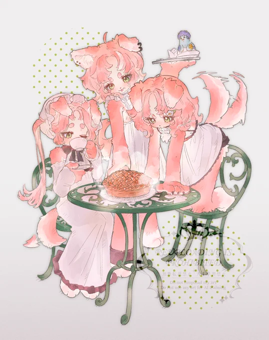 Skebリクエストありがとうございました うちのケルペロスちゃんとチビ唐揚丸さん〜! #Skeb募集中 #Commission