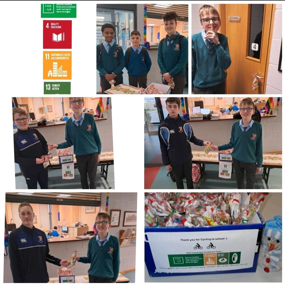 CastletroyC's tweet photo. #Gifts bring presented from our @GreenschoolsIre team to thank all in our school community who #cyclesafely to #school
#SDG3 #SDG4 #SDG11 #SDG13 @RSAIreland @Limerickcouncil @AnTaisce @Take1_Programme @UN17SDG_Ireland https://t.co/4YEtDDZSbE