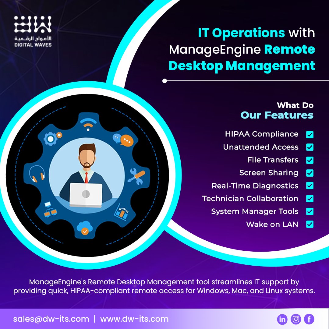 Digital_waves_1's tweet photo. REMOTE ACCESS PLUS 
IT Operations with ManageEngine Remote Desktop Management

Read more: 
Email: mailto:sales@dw-its.com
Website: https://t.co/maEJw1uErf

#RemoteDesktop #ITManagement #RemoteAccess #TechSupport #ManageEngine #CloudSolutions #ITTools #RemoteWork https://t.co/JiqvK1qTr2