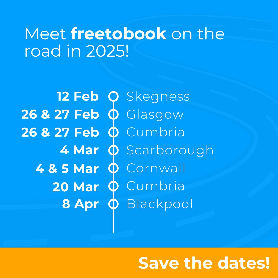 From February to April 2025, the freetobook team will be visiting a city near you at various events, so come along and say hi! 👋

Check out the full list of events and ticket information here: linktr.ee/freetobook_eve… 🎟️