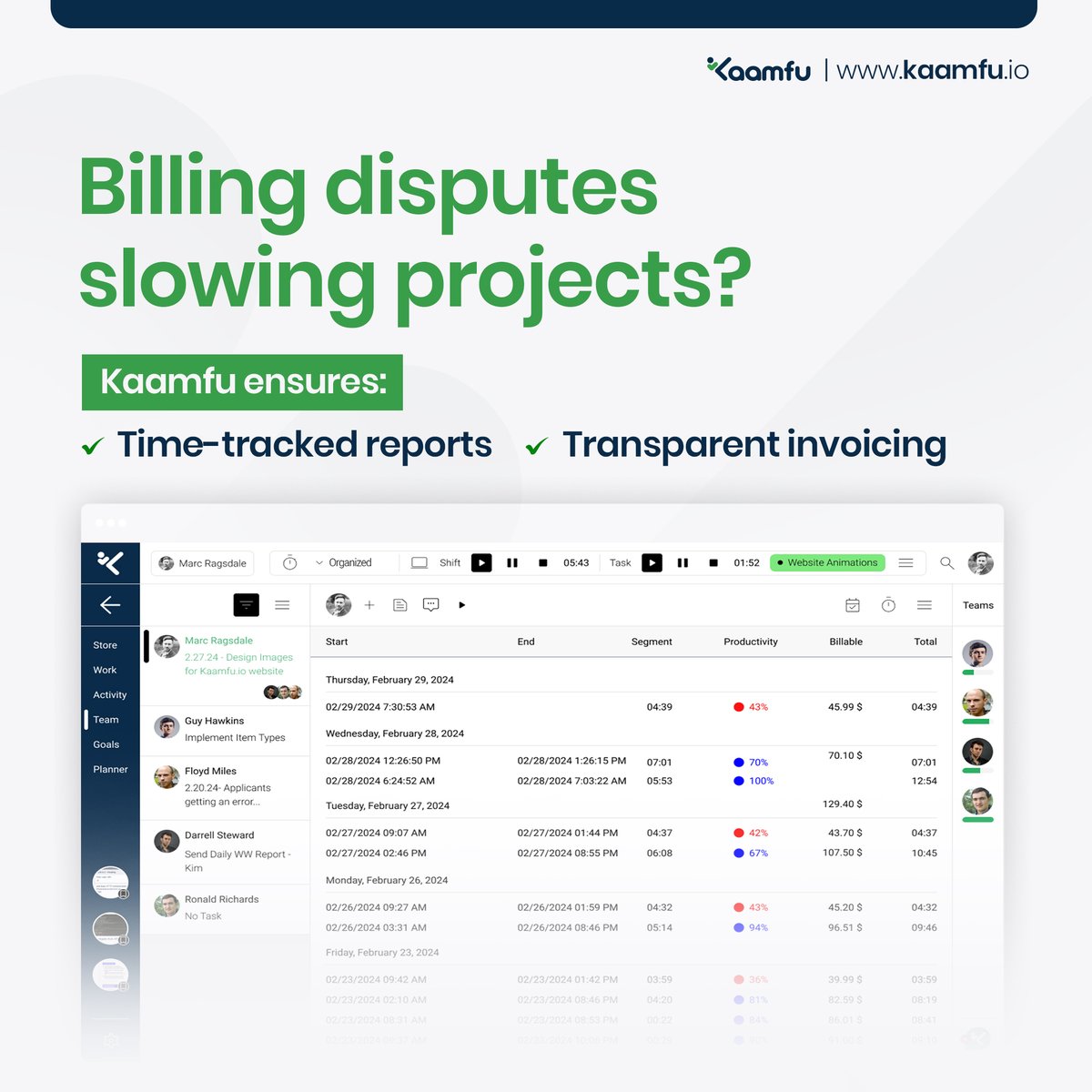 kaamfu's tweet image. Work smarter, not harder. Say goodbye to missed deadlines and chaos—Kaamfu’s here to fix it.  Swipe to see how! 
#WorkplaceSolutions #TaskManagementTools #ProductivitySimplified #TeamCollaboration #WorkflowEfficiency #ProjectManagement #WorkSmartWithKaamfu #TimeTrackingApp