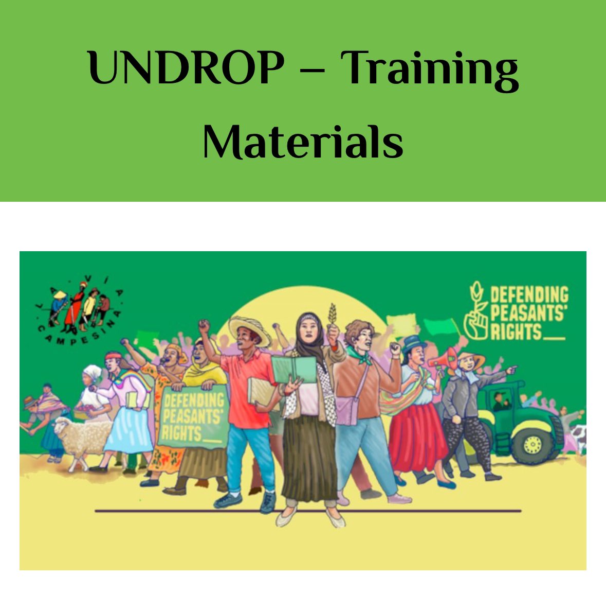 🌾 LeMAP.be/media 🦣ViaCampesinaBE@mastodon.social (@lemap_be) on Twitter photo #HumanRights
#PeasantsRights
🇺🇳 UNDROP | Training Materials
➡️ viacampesina.org/en/human-right…
#⃣ UNDROP.org
#UNDROP
#PeasantsRightsNOW
<a href="/via_campesina/">La Via Campesina (Official EN)</a> <a href="/DefendingUNDROP/">Defending Peasants Rights</a> <a href="/FIANista/">FIAN International</a> <a href="/CETIM_CETIM/">CETIM</a> <a href="/Geneva_Academy/">Geneva Academy of IHL and Human Rights</a> <a href="/NyeleniForum/">3rd Nyéléni Global Forum</a> <a href="/hrw/">Human Rights Watch</a> <a href="/amnesty/">Amnesty International</a> <a href="/AlexisDeswaef/">Alexis Deswaef</a> <a href="/Vertov14/">Carlos Duarte</a> <a href="/savignygenevi/">Genevieve Savigny</a> #HumanRights
#PeasantsRights
🇺🇳 UNDROP | Training Materials
➡️ viacampesina.org/en/human-right…
#⃣ UNDROP.org
#UNDROP
#PeasantsRightsNOW
<a href="/via_campesina/">La Via Campesina (Official EN)</a> <a href="/DefendingUNDROP/">Defending Peasants Rights</a> <a href="/FIANista/">FIAN International</a> <a href="/CETIM_CETIM/">CETIM</a> <a href="/Geneva_Academy/">Geneva Academy of IHL and Human Rights</a> <a href="/NyeleniForum/">3rd Nyéléni Global Forum</a> <a href="/hrw/">Human Rights Watch</a> <a href="/amnesty/">Amnesty International</a> <a href="/AlexisDeswaef/">Alexis Deswaef</a> <a href="/Vertov14/">Carlos Duarte</a> <a href="/savignygenevi/">Genevieve Savigny</a>