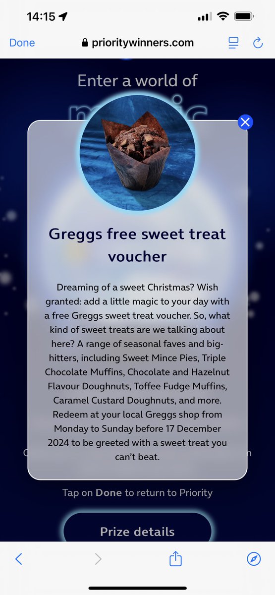 RyyLaw's tweet photo. @O2 Hi, I won a Greggs treat during your Christmas Snow globe completion a little over a week ago and still haven’t received my code to redeem. Can someone send me a code ASAP please as it says I’d only have until today to claim? https://t.co/xqT2Tru9wh