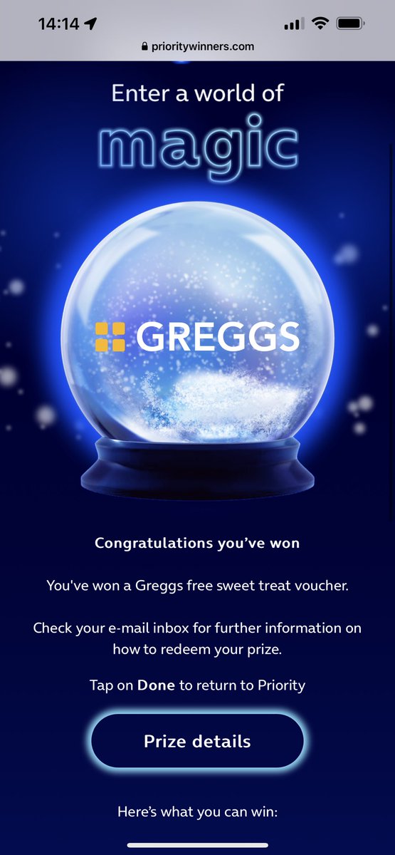 RyyLaw's tweet photo. @O2 Hi, I won a Greggs treat during your Christmas Snow globe completion a little over a week ago and still haven’t received my code to redeem. Can someone send me a code ASAP please as it says I’d only have until today to claim? https://t.co/xqT2Tru9wh