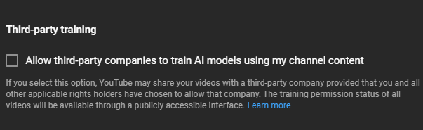 I genuinely appreciate <a href="/YouTube/">YouTube</a> for making this option off by default, and it will remain off for my channel.