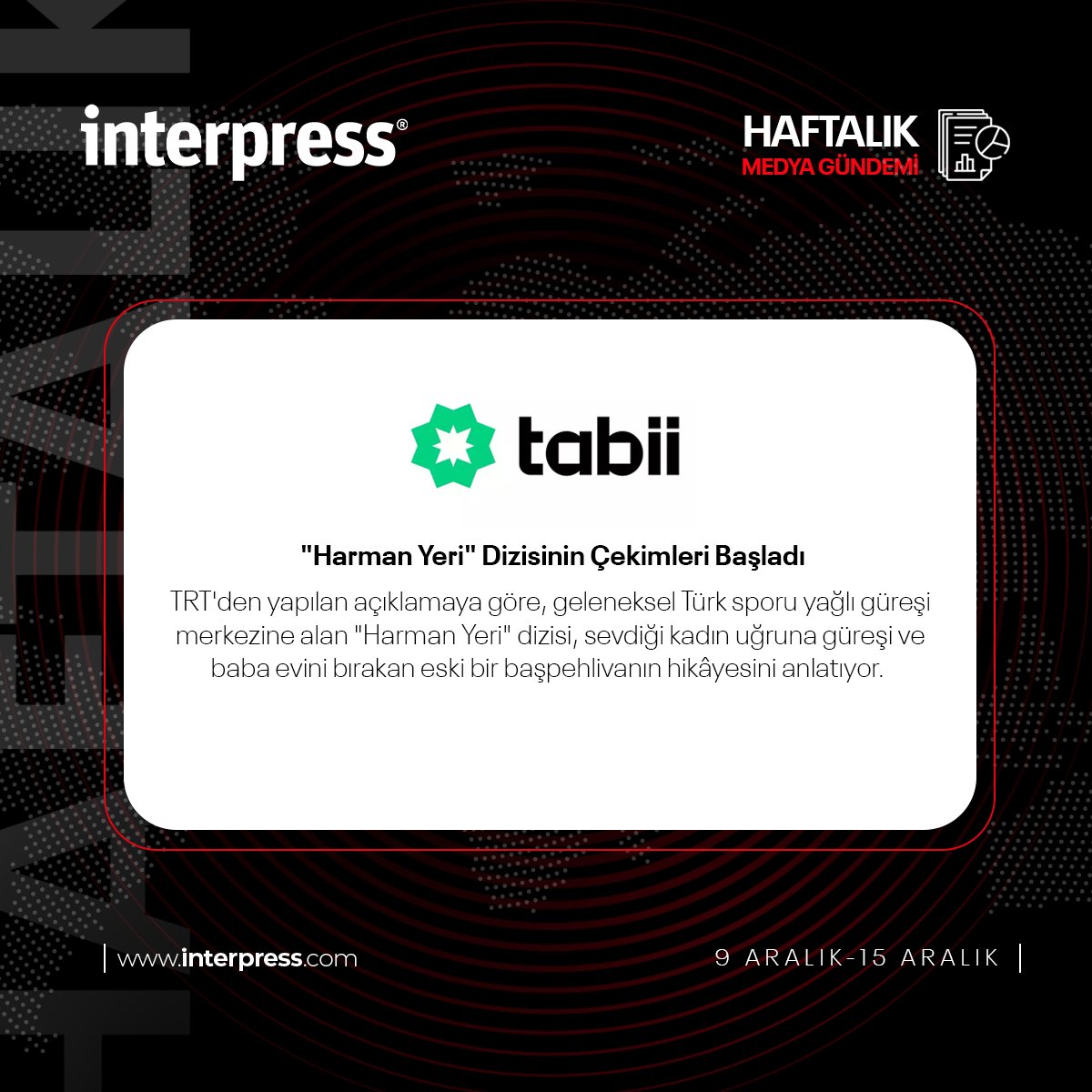 Interpress1940's tweet photo. Medyanın tüm gündemi Interpress’te. 📺 📰 📻📱💻

🗓️ 9-15 Aralık 2024

#Interpress #TürkiyeninHafızası