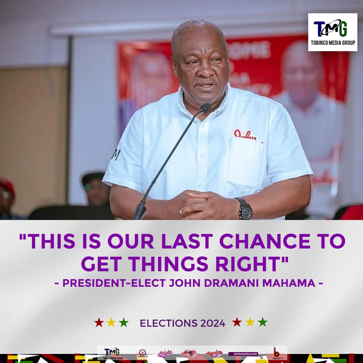 Atinka1047fm's tweet photo. "This is our last chance to get things right" - President-elect John Dramani Mahama
#TMGNEWS #Atinka1047fm #AtinkaTv #TobincoMediaGroup
Mahama Davido Burna E-levy Rukky LA PALM ROYAL BEACH HOTEL Ato Forson Shatta Wale Seth Terkper KNUST Ekumfi Ablekuma North https://t.co/XYaIBn9inH