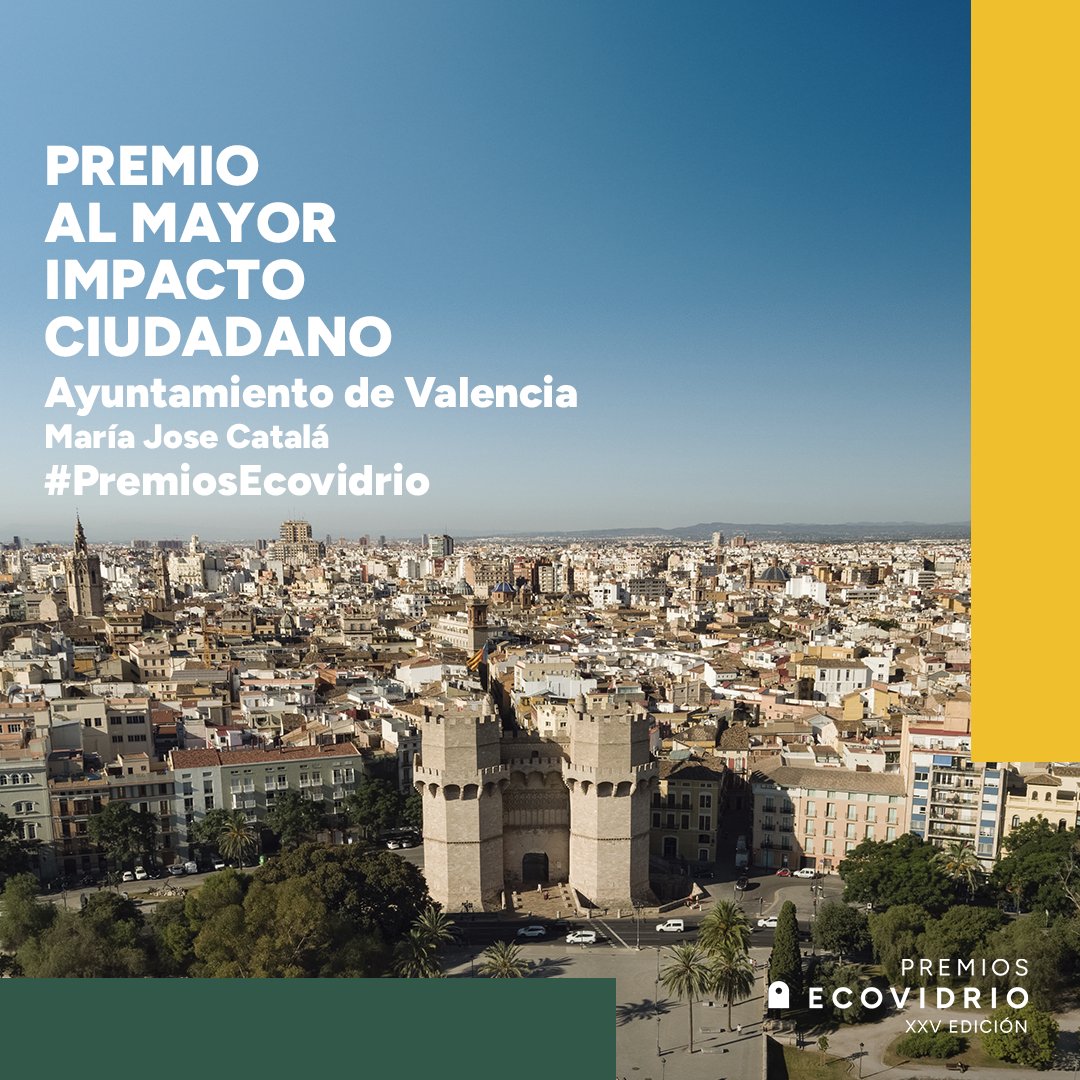 Ahora Iñaki Soroa, vicepresidente de Ecovidrio, entrega el Premio Mayor Impacto Ciudadano a la ciudad de València por su compromiso contra el cambio climático, su impulso a la economía circular y su transformación hacia un modelo más verde e inclusivo #PremiosEcovidrio