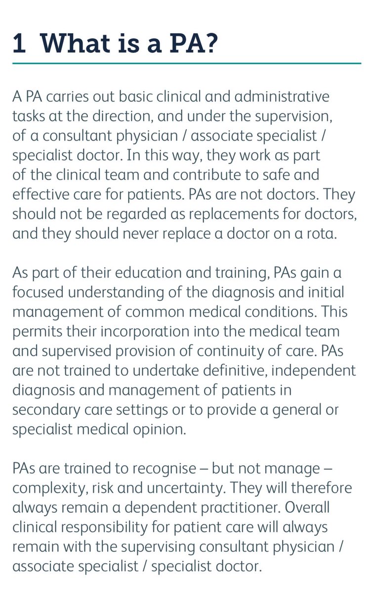 This is a much more honest and accurate description of PAs, their education, &amp; how they can be safely part of a medical team.

Not the “generalist specialist medical model” nonsense from <a href="/NHSEmployers/">NHS Employers</a> that obfuscated how undertrained PAs are for the roles they were deployed into.