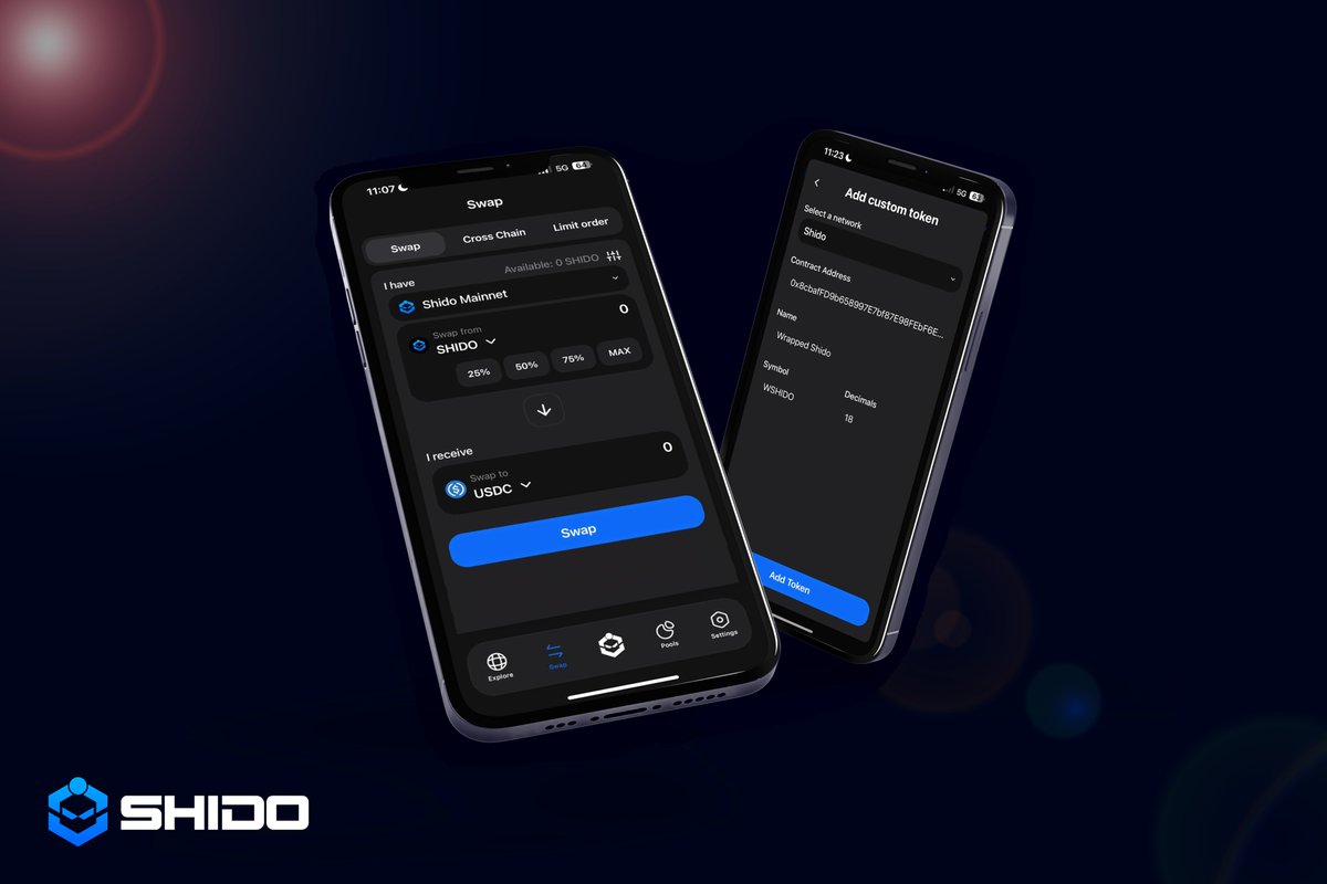 ShidoNetwork's tweet photo. The new Shido App now includes an inbuilt DEX, allowing users to trade tokens launched on the Shido Network directly within the app.

Key features:
- Seamless trading of all Shido Network tokens
- Secure and decentralized transactions
- User-friendly interface for fast and efficient swaps

Stay tuned for public release.