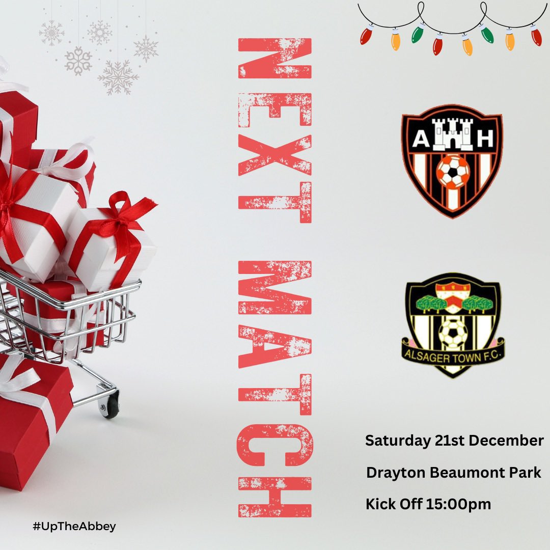 NEXT MATCH

After a history making weekend it’s now back to business,as we turn our attention to league action where we have a local derby against third placed <a href="/alsagertown_fc/">Alsager Town</a>.

This is going to be another thrilling encounter and we hope you can come out once again show your for