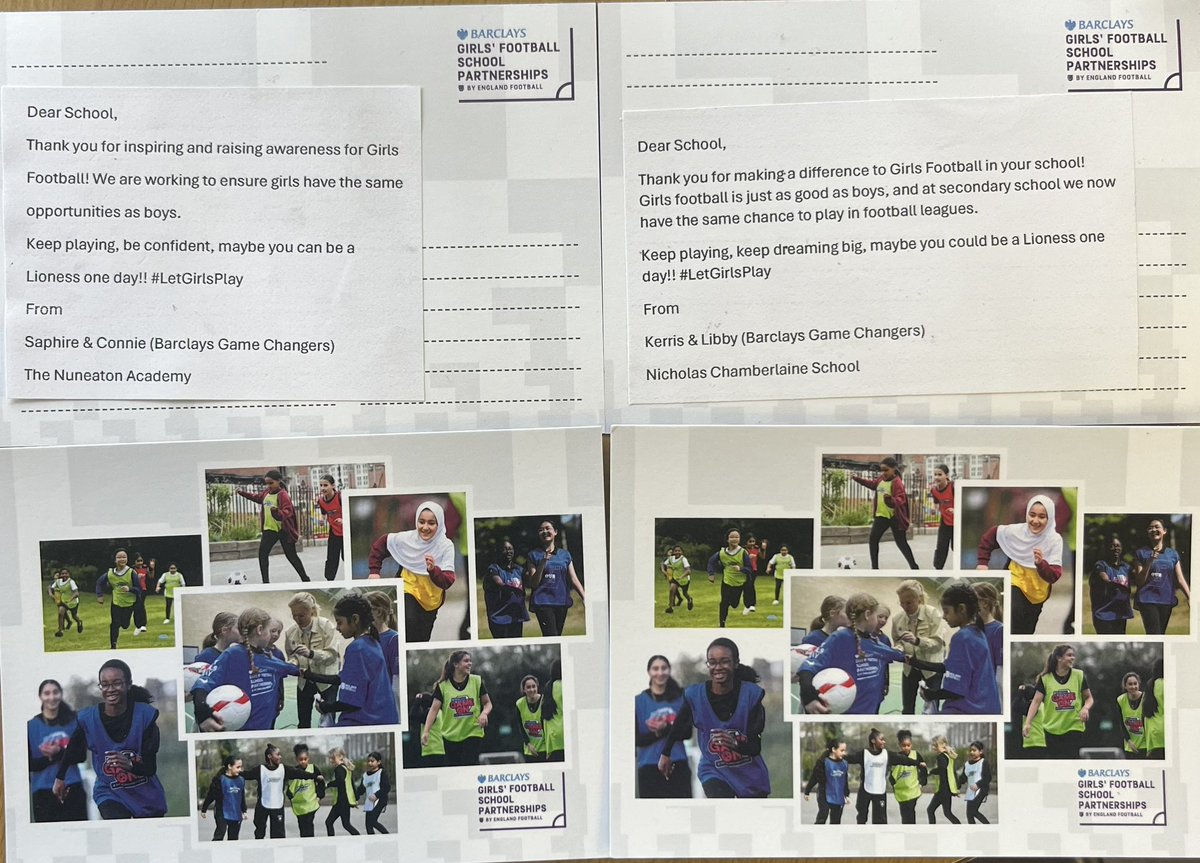 Northern Warwickshire School Games (@schoolgames_nw) on Twitter photo Our Barclays Game Changers have written messages of support for all schools in their area to promote <a href="/BarclaysFooty/">Barclays Football</a>
<a href="/Lionesses/">Lionesses</a> <a href="/YouthSportTrust/">Youth Sport Trust</a>
#LetGirlsPlay Our Barclays Game Changers have written messages of support for all schools in their area to promote <a href="/BarclaysFooty/">Barclays Football</a>
<a href="/Lionesses/">Lionesses</a> <a href="/YouthSportTrust/">Youth Sport Trust</a>
#LetGirlsPlay