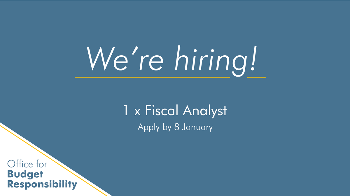 OBR_UK's tweet image. Are you looking for a role with high-profile responsibilities, helping to shape fiscal forecasts and analysis?

Apply now to be a Fiscal Analyst at the OBR

Closes 8 January

obr.uk/about-the-obr/…

#econtwitter #econjobs
