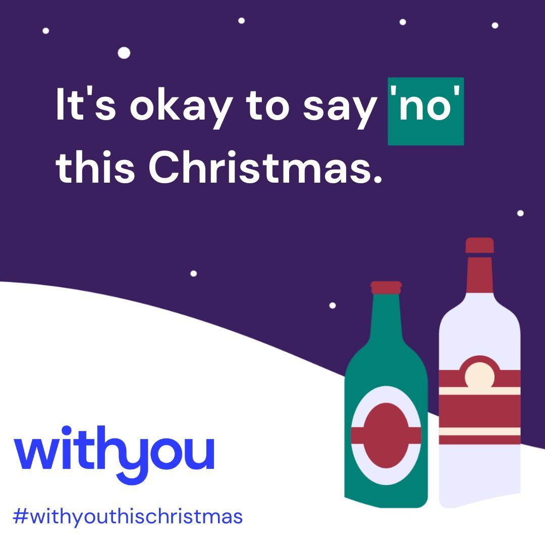 🎄✨ The festive season is here, and while it can be great to celebrate, we can sometimes feel pressured into more than we’d like or feel comfortable with. 

Whether it's at parties, family gatherings, or nights out with friends, it’s okay to say no. Your wellbeing matters! 💙🤍