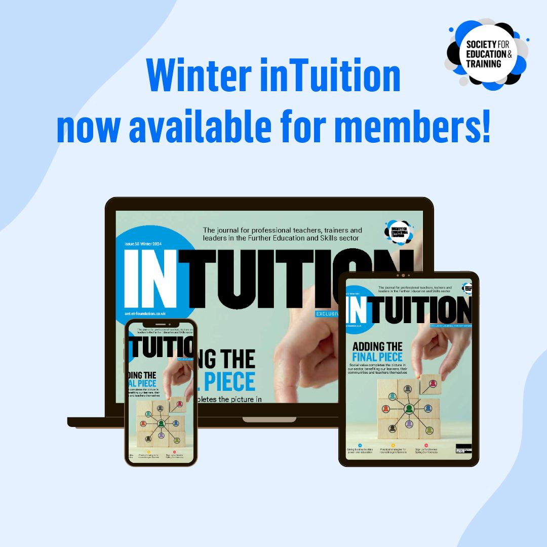 ⭐ New issue out now! ⭐

The winter edition of inTuition is now available for SET members which is packed with news and updates, as well as knowledge and opinions from across the sector.

👉 Access your copy now: buff.ly/4iwXlKN 

#SETinTuition