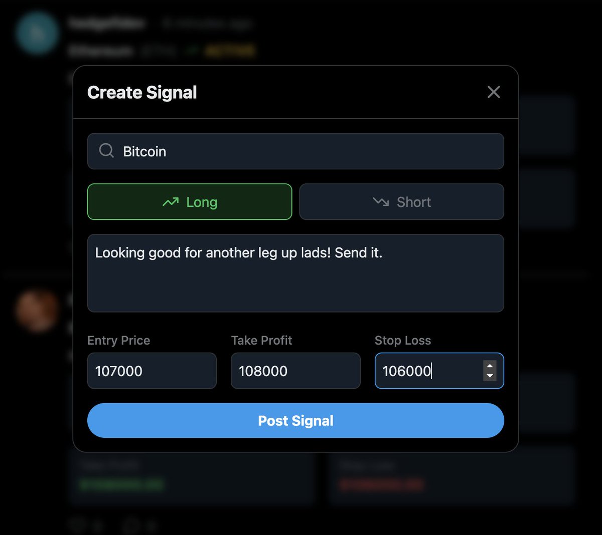 So many of our users and holders trade themselves and as such, we wanted to create a platform just for them to post their trade setups and PVP with other traders for the coveted top trader spot! 

Introducing HedgeFi Signals. Our social platform designed specifically with traders