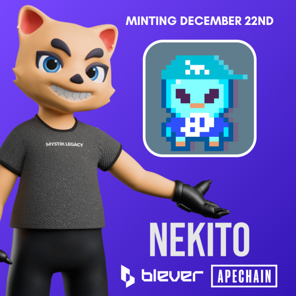 FrostbyteOnApe's tweet image. GM miners,

Blever has @NekitoNFT drop on Dec 22nd! 

We got gifted 20 GTD spots:
- Follow &amp;amp; Comment with your Frostbyte mining⛏️
- Enter Raffle on #Frostbyte Discord