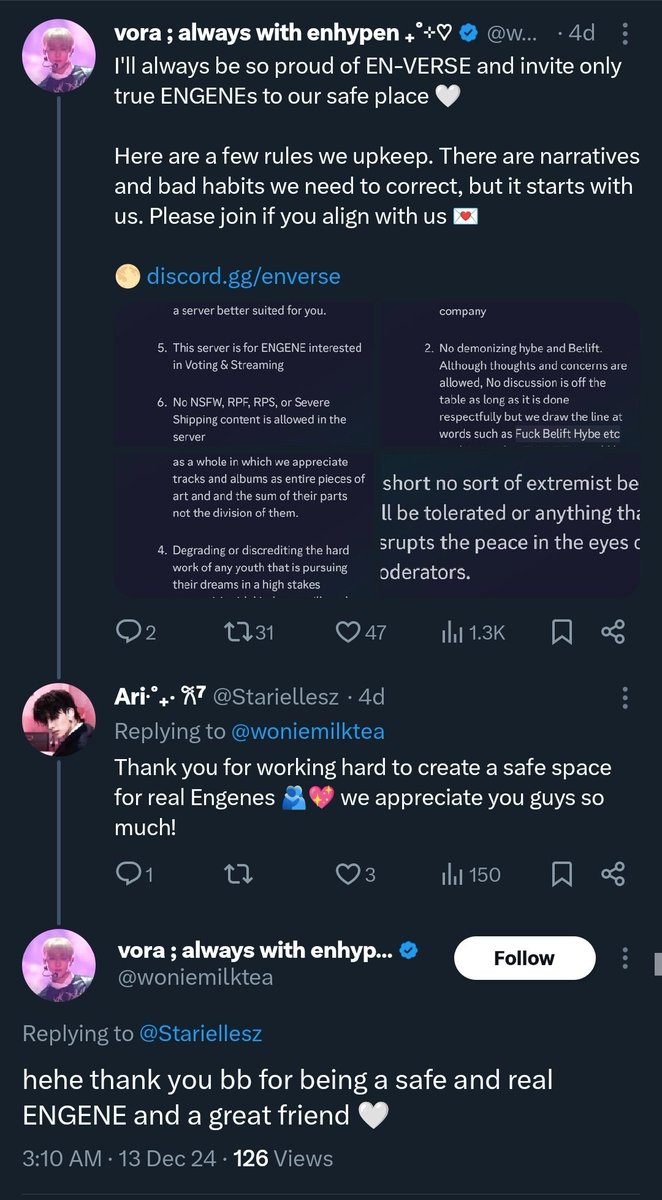 haetsal_kmsn's tweet photo. Safe place for real engenes? This space is  for delusional, apathetic and unscrupulous fans who don't care how the members are treated poorly by beliftlab. No wonder I have those accounts who replied and reposted these commandments from "vora the great" blocked even before this. https://t.co/zRZv1NF8I4