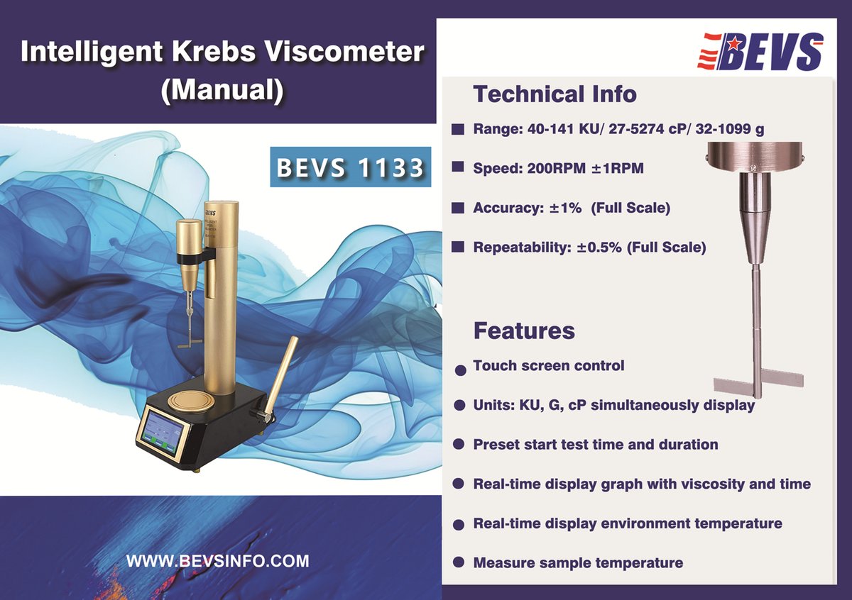 BEVSindustry's tweet image. Touch screen control, manual lifting.
Easy assembling spindle, simple operation.
Magnetic base, stable measurement.
BEVS intelligent testing instruments
Intelligent your lab, Intelligent your test.
#BEVS #coatingtestequipment #labinstrument #viscometer #autoviscometer