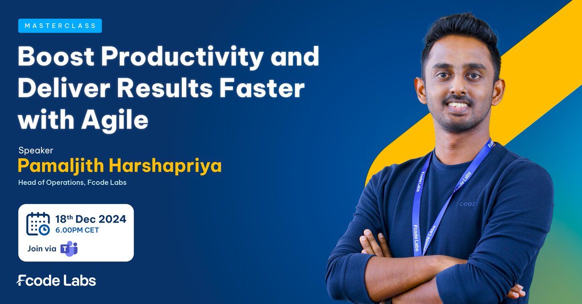 FcodeLabsLive's tweet image. ⏰ Only 1 day left! Don&apos;t miss your chance to transform your project management skills with our Virtual #Agile #Masterclass! 🚀

Claim your FREE ticket now and start transforming your project management skills! lnkd.in/giYtpAKR

#FcodeLabs #Productivity #DigitalStartup