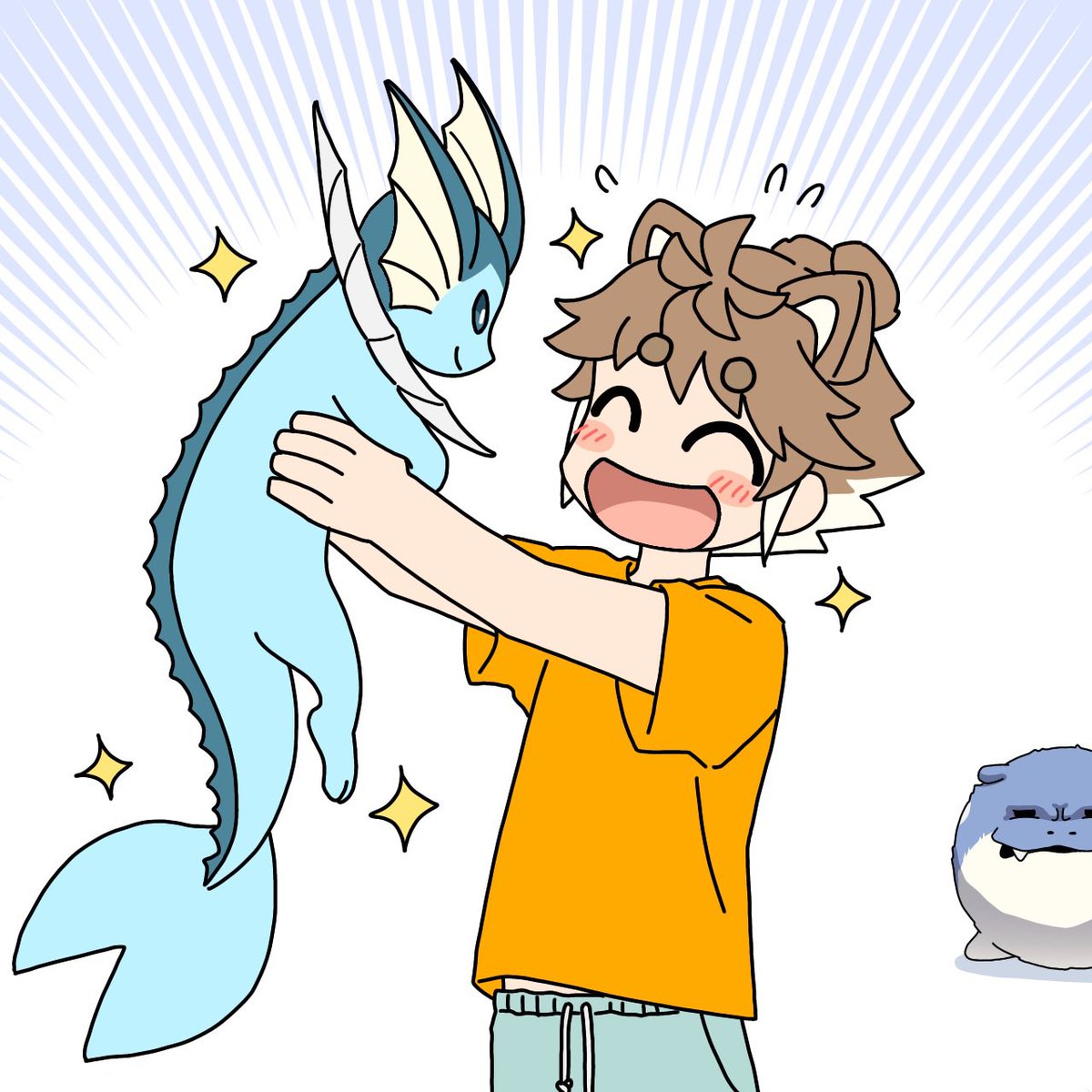 シャワーズ「やったああああああああああシャワーズだーっ!!!!! 」|シパソのイラスト