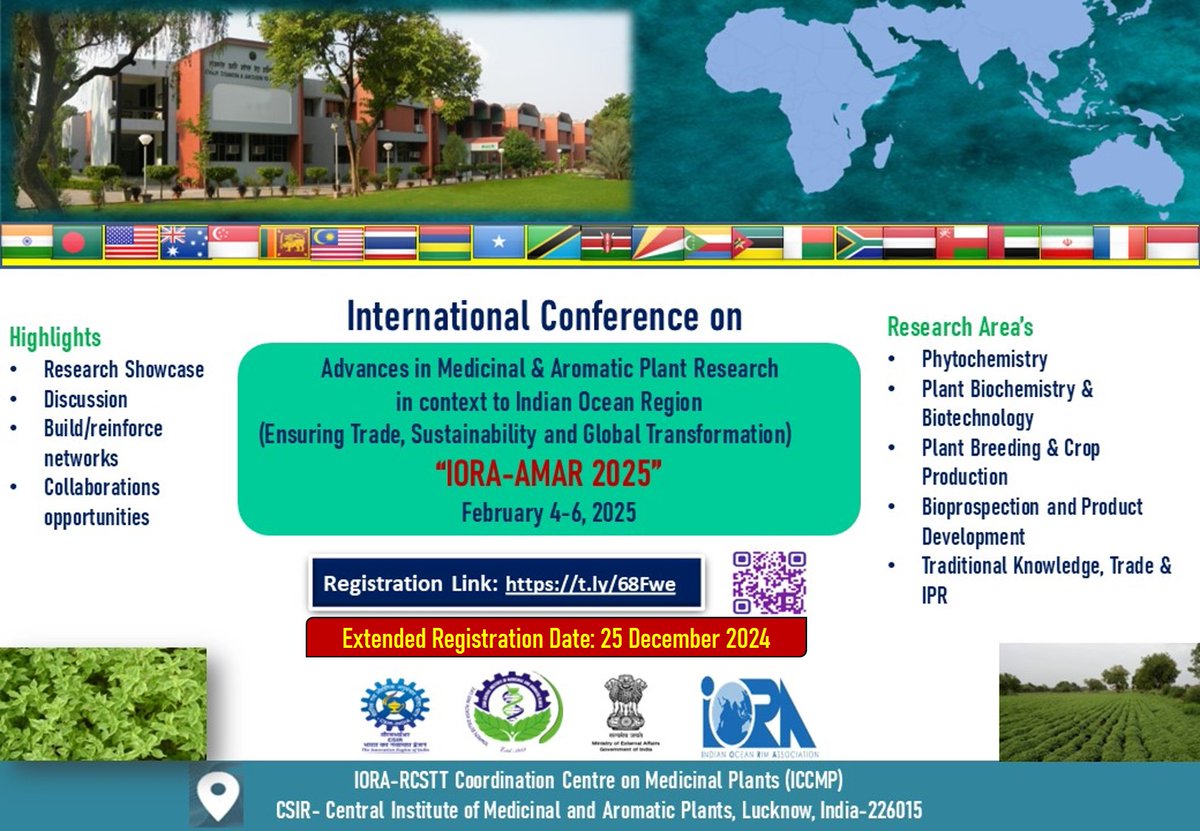 csir_iora's tweet photo. Due to numerous participant requests, the deadline for conference registration has been extended to December 25, 2024. @CSIRCIMAP @IORAofficial https://t.co/zM0Tyga9AY