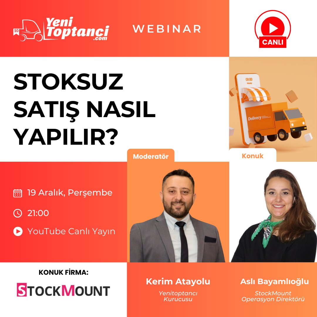 YeniToptancı ve StockMount ile etkili stoksuz satış stratejilerini konuşmak için 19 Aralık 21:00'da Yenitoptanci.com'un canlı webinarına Konuk oluyoruz. 

youtube.com/watch?v=IyYodd… linkinden kayıt olun YouTube'daki canlı yayını kaçırmayın.